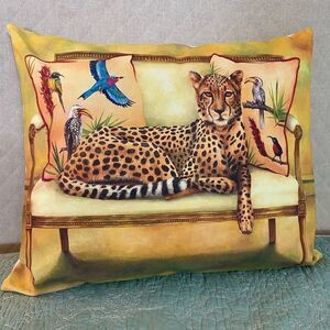 Cheetah and Birds Decorative Pillow